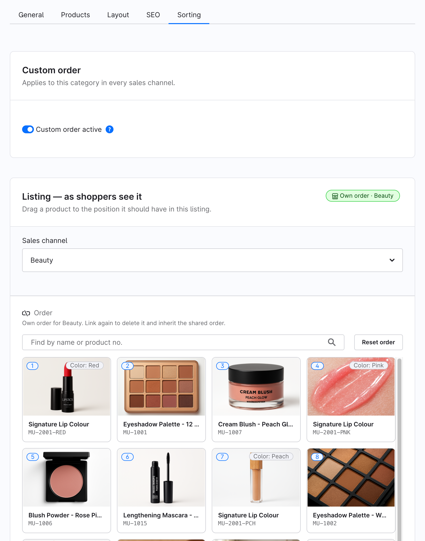 A sales channel with its own order