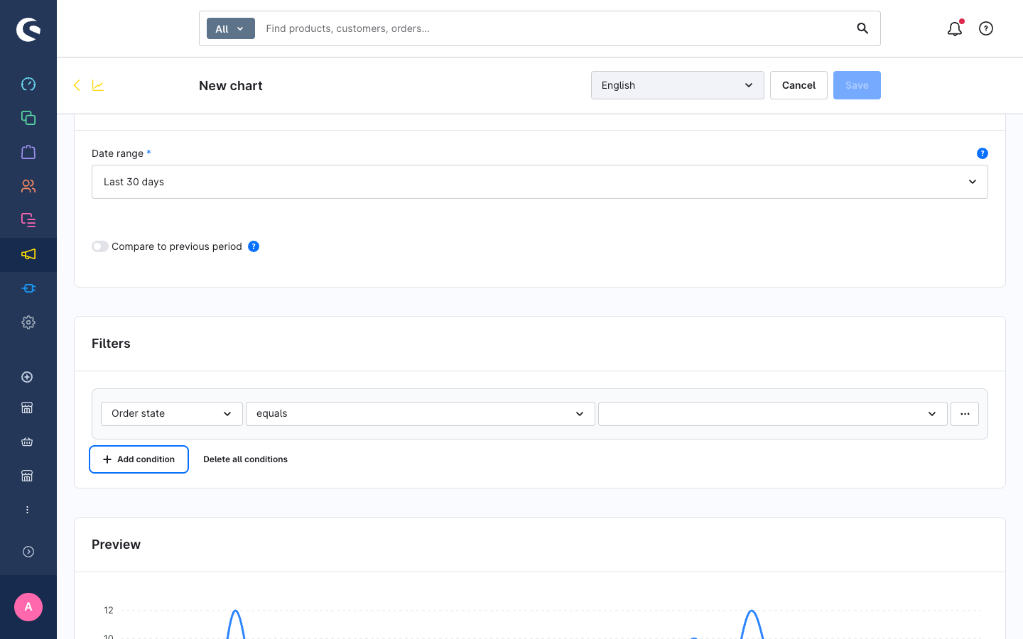 Filter builder with multiple conditions