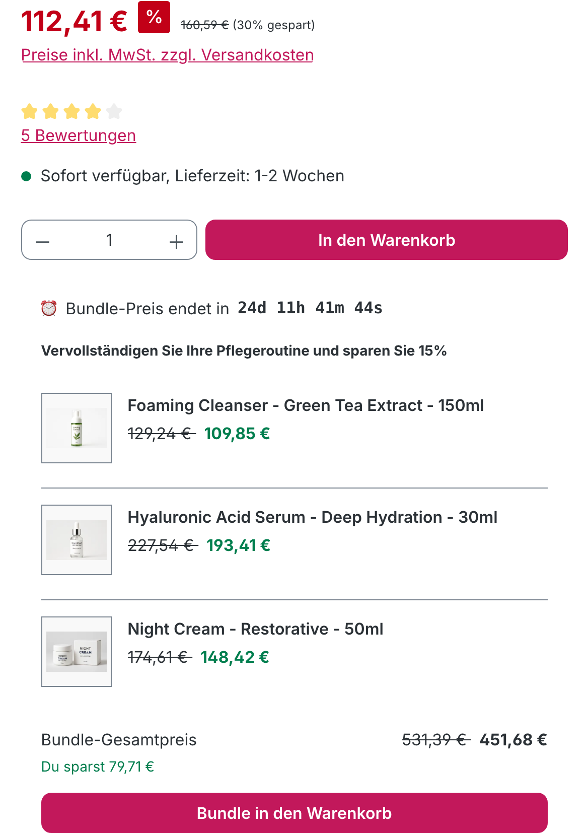 Das Bundle unter dem Kaufen-Button im Storefront