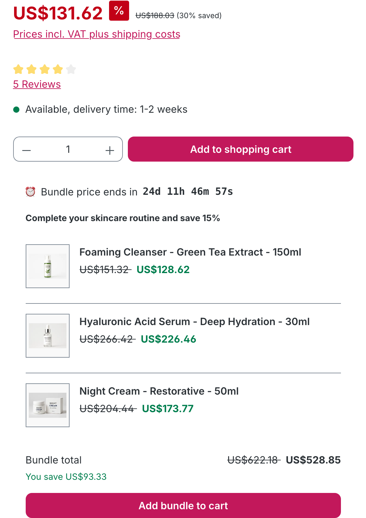 The bundle under the buy button in the storefront